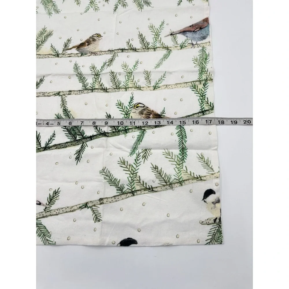 Creative Co-Op Bird Tea Towel 28x18 Cotton Kitchen Towel Winter Woodland NWT